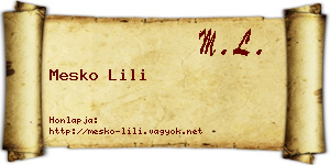 Mesko Lili névjegykártya